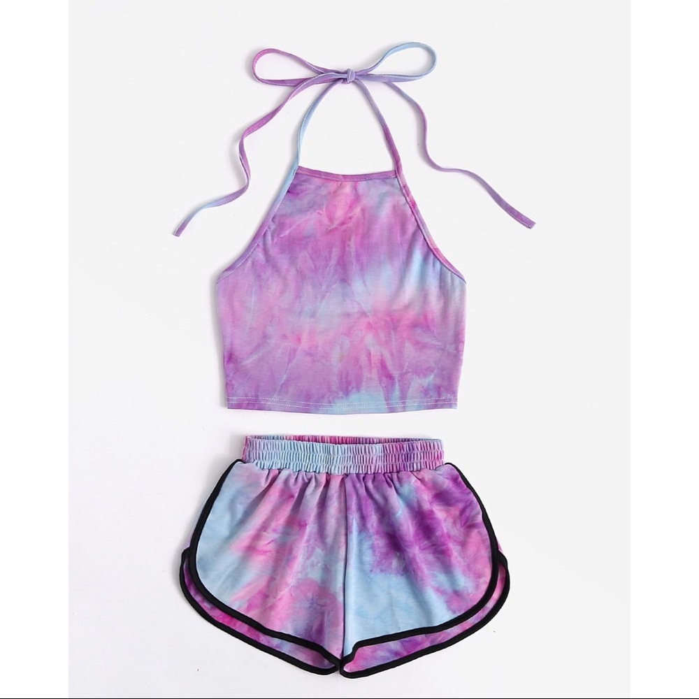 🌸Tie Dye Crop Top & Ringer Shorts🌸